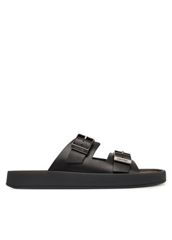 Calvin Klein Klapki Ergon Double Bar Sandal Lth HM0HM02097 Czarny ze sklepu MODIVO w kategorii Klapki męskie - zdjęcie 189279867