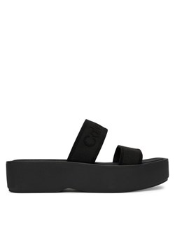 Calvin Klein Klapki Flatform Sndl Webbing HW0HW02878 Czarny ze sklepu MODIVO w kategorii Klapki damskie - zdjęcie 189279887