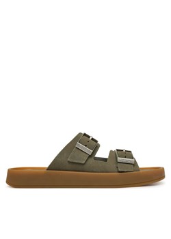 Calvin Klein Klapki Ergon Double Bar Sandal Su HM0HM02094 Zielony ze sklepu MODIVO w kategorii Klapki męskie - zdjęcie 189279895