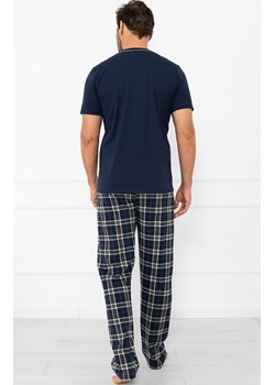 Piżama męska z krótkim rękawem i długimi spodniami granatowa Andreas, Kolor granatowy-kratka, Rozmiar M, Italian Fashion ze sklepu Intymna w kategorii Piżamy męskie - zdjęcie 189281107
