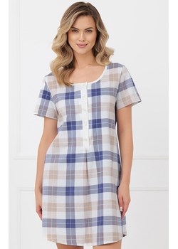 Rozpinana koszula nocna w kratę Puna, Kolor beżowo-niebieski, Rozmiar S, Italian Fashion ze sklepu Intymna w kategorii Koszule nocne - zdjęcie 189281125