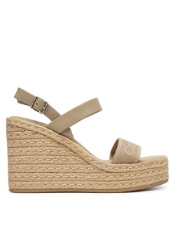 Espadryle Calvin Klein Wedge Espad 70 Webbing Lth HW0HW02901 Beżowy ze sklepu eobuwie.pl w kategorii Espadryle damskie - zdjęcie 189281358