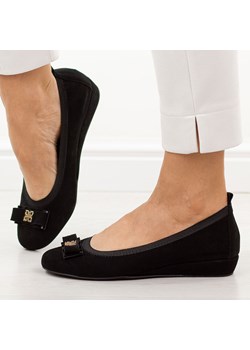 Czarne zamszowe skórzane Polskie baleriny damskie Prestige 2236 ze sklepu suzana.pl w kategorii Balerinki - zdjęcie 189283039