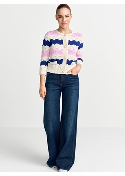 Rich & Royal Kardigan damski Kobiety Bawełna (100%) beżowy w paski ze sklepu vangraaf w kategorii Swetry damskie - zdjęcie 189283275