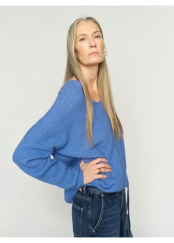 MOS MOSH Sweter damski z zawartością alpaki - MMThora Kobiety Wełna niebieski jednolity ze sklepu vangraaf w kategorii Swetry damskie - zdjęcie 189283288