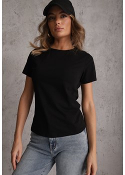 Czarny T-shirt z Bawełny z Okrągłym Dekoltem Nedima ze sklepu renee.pl w kategorii Bluzki damskie - zdjęcie 189286328