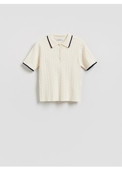 Reserved - Sweter polo z wiskozą - kremowy ze sklepu Reserved w kategorii Bluzki damskie - zdjęcie 189286398