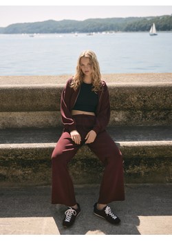 Reserved - Spodnie z szeroką nogawką - bordowy ze sklepu Reserved w kategorii Spodnie damskie - zdjęcie 189286819