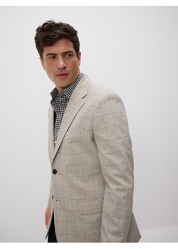 Reserved - Marynarka slim fit w kratę - beżowy ze sklepu Reserved w kategorii Marynarki męskie - zdjęcie 189287257