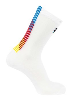 SALOMON Skarpety "Pulse Race Flag Crew" w kolorze białym ze wzorem do biegania ze sklepu Limango Polska w kategorii Skarpetki męskie - zdjęcie 189302709