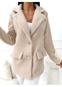 Beżowy Krótki Płaszcz Teddy ze sklepu ModnaKiecka.pl w kategorii Płaszcze damskie - zdjęcie 189303118
