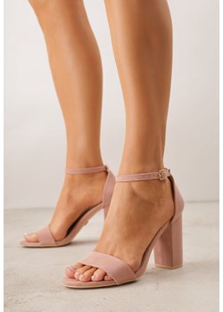 Jasnoróżowe Sandały Vices na Obcasie ze Skórzaną Wkładką Lishiria ze sklepu born2be.pl w kategorii Sandały damskie - zdjęcie 189305007