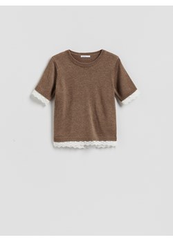 Reserved - Sweter z dodatkiem wełny - brązowy ze sklepu Reserved w kategorii Swetry damskie - zdjęcie 189305789