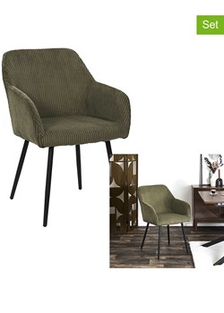 THE HOME DECO FACTORY Krzesła (2 szt.) w kolorze khaki - 55,5 x 82 x 61 cm ze sklepu Limango Polska w kategorii Meble - zdjęcie 189306507