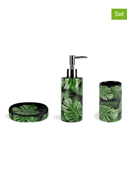 EXCELSA 3-częściowy zestaw "Foliage" w kolorze zielonym ze sklepu Limango Polska w kategorii Dozowniki do mydła - zdjęcie 189306729