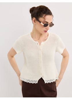 Mohito - Kardigan z krótkimi rękawami - kremowy ze sklepu Mohito w kategorii Swetry damskie - zdjęcie 189307487