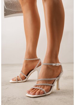 Białe Eleganckie Sandały na Szpilce Ozdobione Cyrkoniowymi Paskami Vikiaele ze sklepu born2be.pl w kategorii Sandały damskie - zdjęcie 189308225