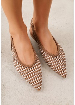 Brązowe Baleriny Slingback z Plecionki ze Szpiczastym Noskiem Eupheleta ze sklepu renee.pl w kategorii Balerinki - zdjęcie 189308726
