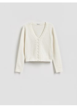Reserved - Kardigan z domieszką wełny - kremowy ze sklepu Reserved w kategorii Swetry damskie - zdjęcie 189309327