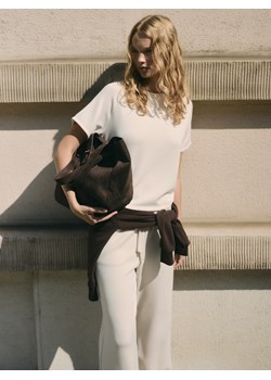 Reserved - T-shirt z modalem - beżowy ze sklepu Reserved w kategorii Bluzki damskie - zdjęcie 189309519