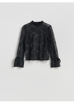 Reserved - Koronkowa bluzka ze stójką - czarny ze sklepu Reserved w kategorii Bluzki damskie - zdjęcie 189309585