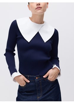 Reserved - Sweter z ozdobnymi wstawkami - granatowy ze sklepu Reserved w kategorii Swetry damskie - zdjęcie 189309735