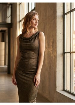 Sinsay - Sukienka midi z marszczeniem - złoty ze sklepu Sinsay w kategorii Sukienki - zdjęcie 189310207