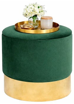 Welurowa pufa tapicerowana w stylu glamour butelkowa zieleń F0-L15 ze sklepu Edinos.pl w kategorii Pufy i siedziska - zdjęcie 189310249