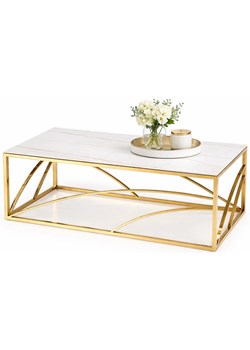 Złota ława glamour z blatem bialy marmur S5-D63 ze sklepu Edinos.pl w kategorii Stoliki kawowe - zdjęcie 189310268