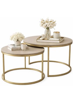 Komplet 2 stolików kawowych typu 2w1 kaszmir + złoty A0-S06 ze sklepu Edinos.pl w kategorii Stoliki kawowe - zdjęcie 189310286