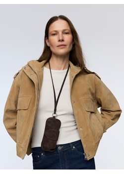 Reserved - Zamszowe etui na okulary - ciemnobrązowy ze sklepu Reserved w kategorii Etui - zdjęcie 189313526