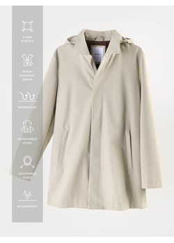 Reserved - Wodoodporny płaszcz z kapturem - złamana biel ze sklepu Reserved w kategorii Płaszcze męskie - zdjęcie 189314846