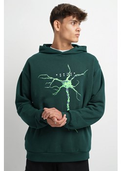 Zielona bluza z kapturem z kolorową grafiką z przodu, Rozmiar - 164, Kolor - Zielony ze sklepu REPORTER w kategorii Bluzy chłopięce - zdjęcie 189316529