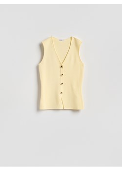 Reserved - Dzianinowa kamizelka z wiskozą - jasnożółty ze sklepu Reserved w kategorii Kamizelki damskie - zdjęcie 189317276