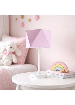 Biała lampka nocna dla dziecka WUHU z różowym abażurem ze sklepu Lysne w kategorii Lampy dziecięce - zdjęcie 189317518