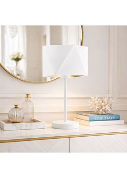 Biała lampka stołowa na komodę WUHU GOLD w stylu glamour ze sklepu Lysne w kategorii Lampy stołowe - zdjęcie 189317529