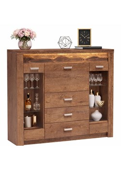 Komoda z barkiem i witryną jesion jasny B1-H12 ze sklepu Edinos.pl w kategorii Komody - zdjęcie 189317759