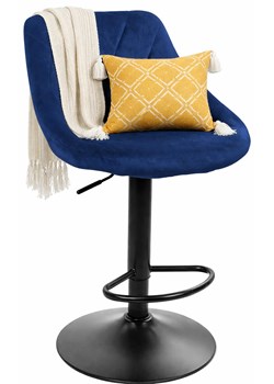 Granatowy Barowy Nowoczesny Hoker Welurowy Z Oparciem R8-G80 ze sklepu Edinos.pl w kategorii Hokery - zdjęcie 189317767