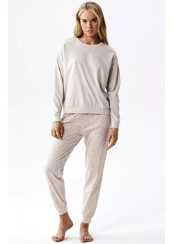 Atlantic długa bawełniana piżama damska NLP-515-BEZJ_ROZ, Kolor beżowy-wzór, Rozmiar S, ATLANTIC ze sklepu Intymna w kategorii Piżamy damskie - zdjęcie 189320395