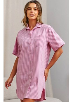 Doctor Nap rozpinana koszula nocna w paski TM.7427.MIAMI_PINK, Kolor różowy, Rozmiar S/M, Doctor Nap ze sklepu Intymna w kategorii Koszule nocne - zdjęcie 189320499