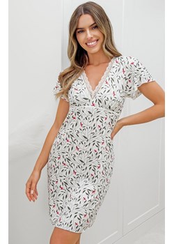 Koszula nocna damska w kwiaty Melisa, Kolor ecru-wzór, Rozmiar S, Donna ze sklepu Intymna w kategorii Koszule nocne - zdjęcie 189320506