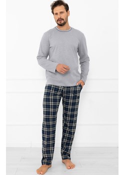 Piżama męska z długim rękawem i długimi spodniami szara Andreas, Kolor szaro-granatowy, Rozmiar M, Italian Fashion ze sklepu Intymna w kategorii Piżamy męskie - zdjęcie 189320578