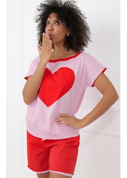 Piżama damska ze spodenkami czerwono-różowa Sabrina, Kolor czerwono-różowy, Rozmiar S, Italian Fashion ze sklepu Intymna w kategorii Piżamy damskie - zdjęcie 189320698