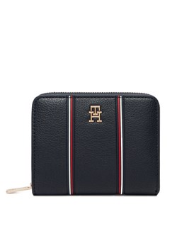 Portfel Tommy Hilfiger Th Icon Med Za W/Flap Corp AW0AW18653 Granatowy ze sklepu eobuwie.pl w kategorii Portfele damskie - zdjęcie 189320847