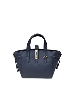 granatowa trapezowa torebka damska skórzana ze sklepu Słoń Torbalski w kategorii Torby Shopper bag - zdjęcie 189323825