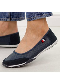 Granatowe ażurowe skórzane baleriny damskie T.Sokolski 600 ze sklepu suzana.pl w kategorii Balerinki - zdjęcie 189324018