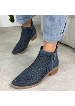 Niebieskie botki damskie na obcasie M.Daszyński 2353-17 ze sklepu suzana.pl w kategorii Botki - zdjęcie 189324105