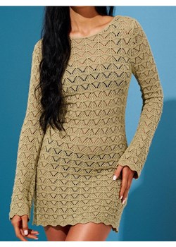 Sinsay - Dzianinowa sukienka mini z bawełny - zielony ze sklepu Sinsay w kategorii Sukienki - zdjęcie 189325497