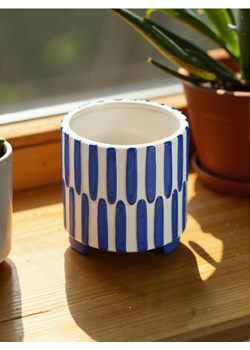 Sinsay - Doniczka ceramiczna w paski - niebieski ze sklepu Sinsay w kategorii Doniczki i osłonki - zdjęcie 189325509