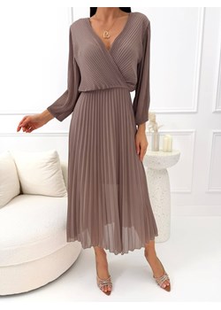 Brązowa Plisowana Sukienka ze sklepu ModnaKiecka.pl w kategorii Sukienki - zdjęcie 189340188